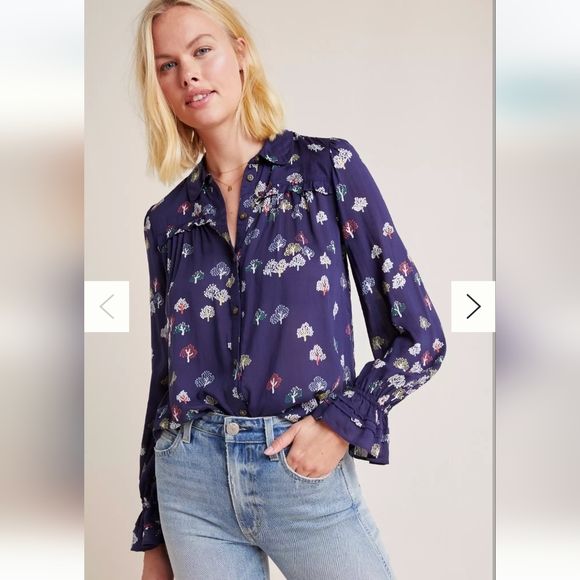Anthropologie Tops - Anthropologie Maeve Fredericka Tree Print Shirt